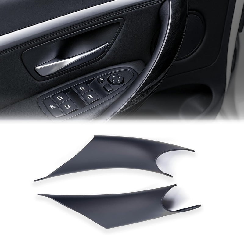 iCarPro Door Pull Handle Sticky Fix Cover Interior Trim for BMW F30 F34 3 Series 320,328,330,335,340,F80 M3 2012-2018, F32 F33 F36 4 Series 420,428,435,440,F82 M4 2014-2019 (Left +Right, Black) - Image 1